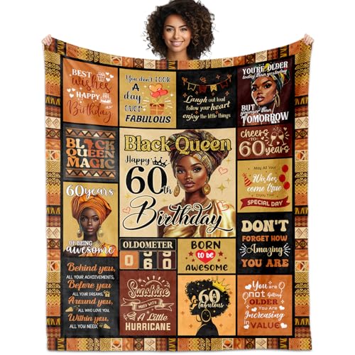 YHIKOUY African American 60th Birthday Gifts for Women Blanket 60"X50",