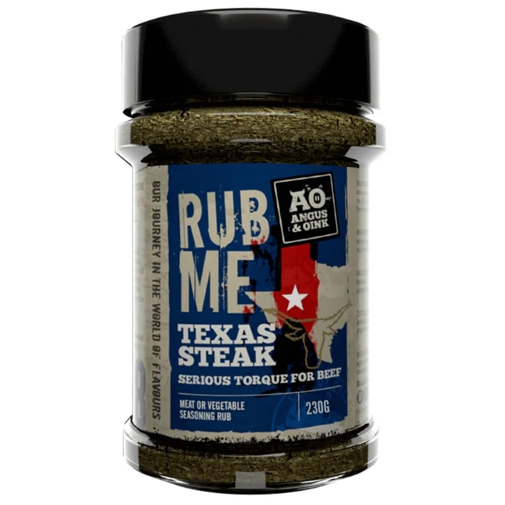 Angus & Oink | Texas Ultimate Steak Rub | Big, Bold Flavour Inspired By Juicy Texas Steaks | Five Types Of Aromatic Peppers, Three Salts & Two Garlic Varieties | Home Cooking, Bbq & Grilling | 230G
