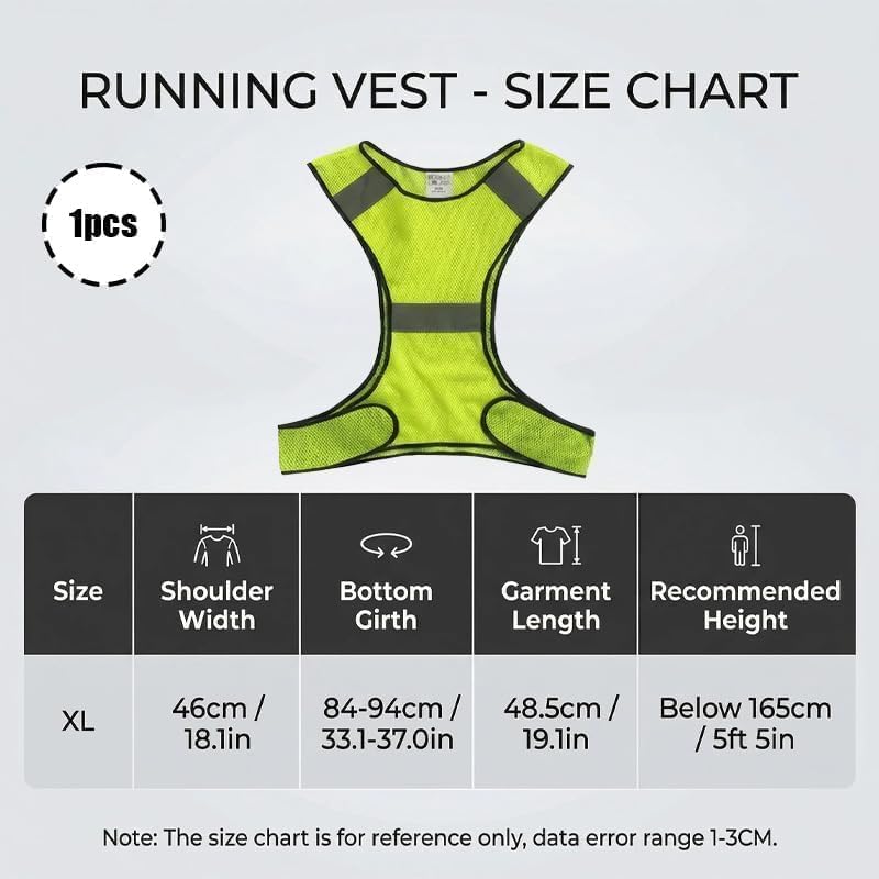 Chaleco Reflectante de Seguridad Ajustable Unisex Talla XS-M con Alta Visibilidad, Ligero y Transpirable, Ideal para Correr, Ciclismo, Moto, Running, Senderismo Nocturno, reflectante running