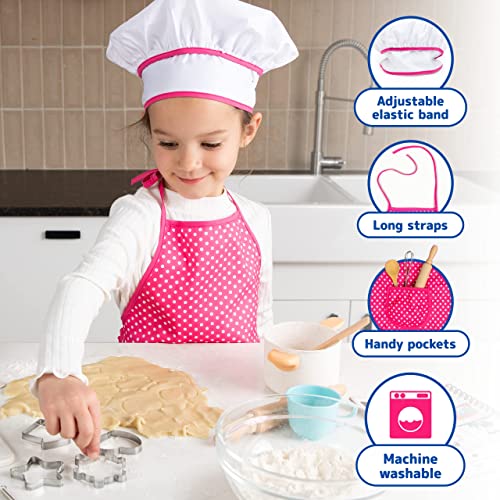 Kids Cooking And Baking Chef Set For Little Girls, Complete Cooking Sets, Toddler Dress Up & Pretend Play Costume Clothes, Kit W/ Pink Kid Chef Apron & Accessories, Kids Kitchen Toys 3-5 Years Old #TOP2