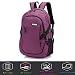 Produktbild ZZW Lässig-strapazierfähiger Reiserucksack, wasserdichter Oxford-Spinning-Laptop-Rucksack mit USB-Ladeanschluss für Damen und Herren Reitrucksack Unisex-Schultasche, Rot, Lila (Color : Purple)