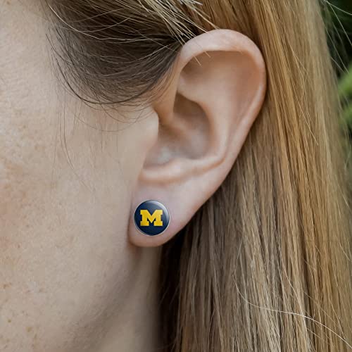 University of Michigan Primary Logo Novelty Silver Plated Stud Earrings2