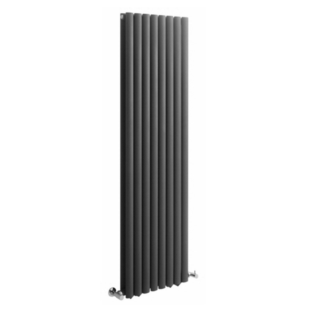 Milano Aruba Anthracite Vertical Double Oval Panel Radiator 1780mm x 472mm