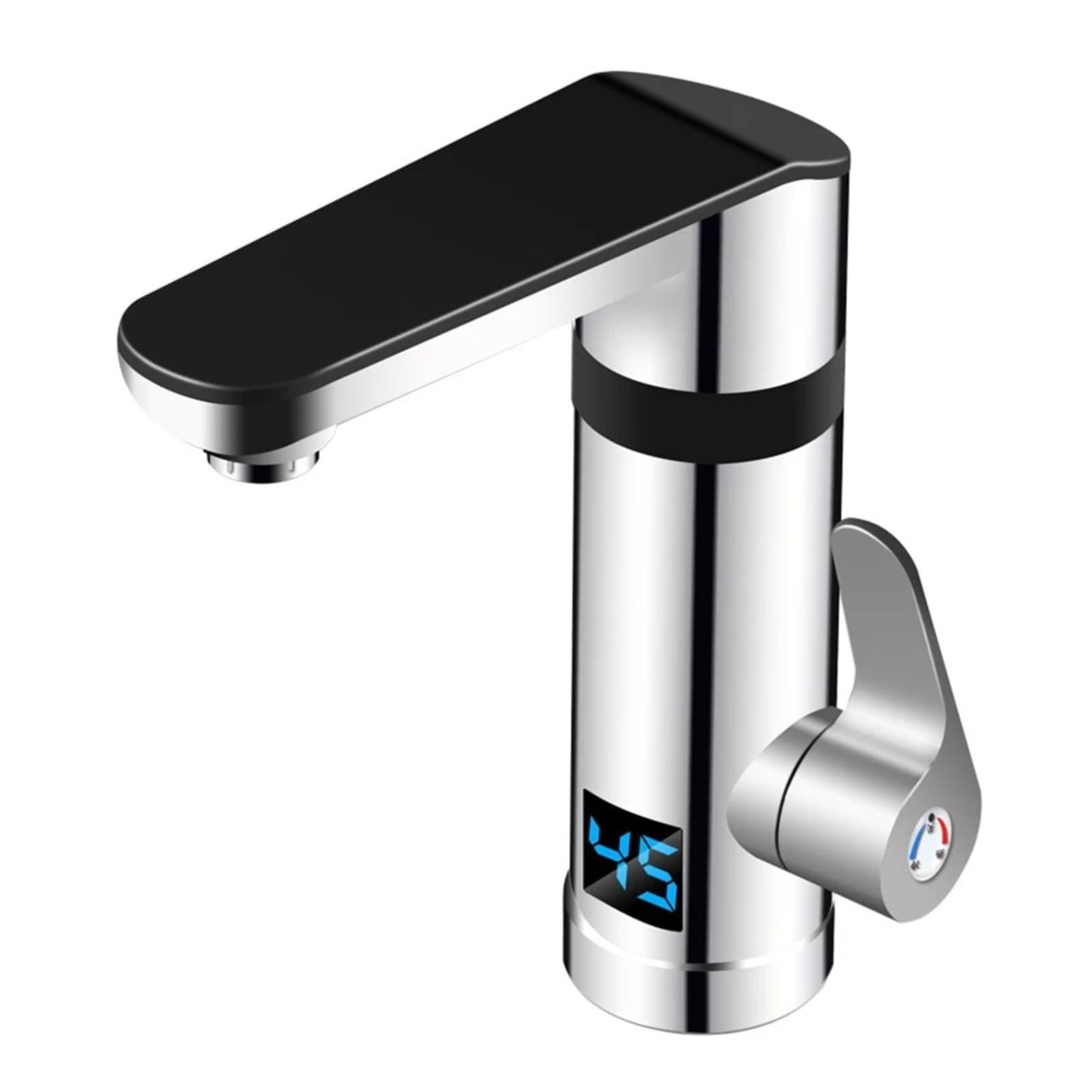 Mitigeur avec chauffe-eau électrique instantané 3000W finition silver et écran digital