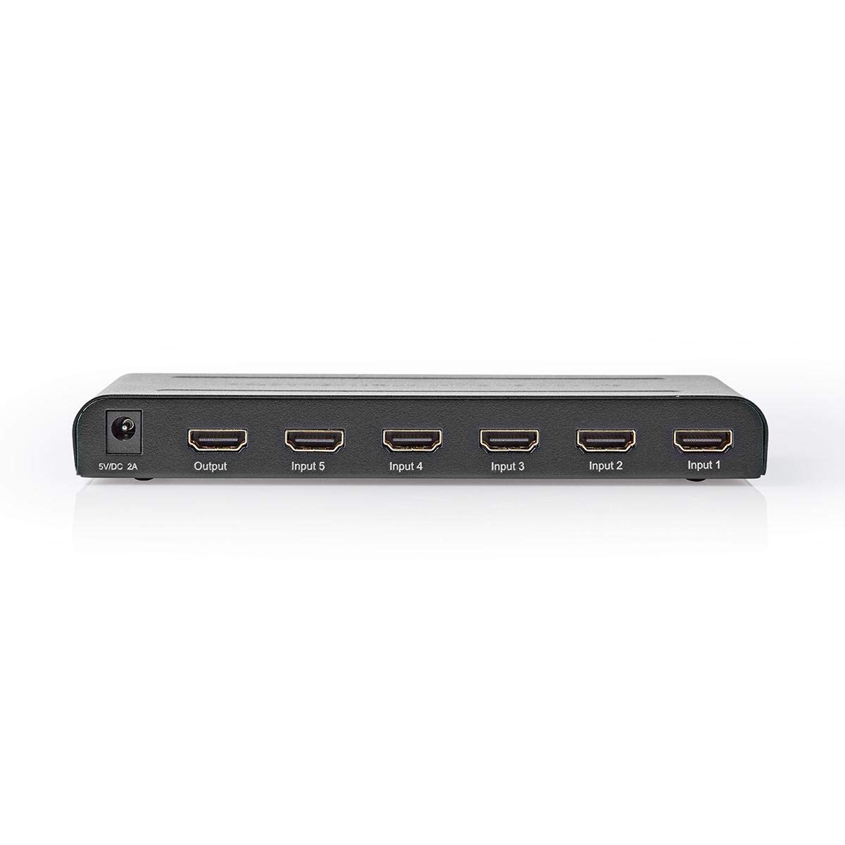 Nedis Przełącznik HDMI – 5 portów – 5 x wejście HDMI™ – 1 x wyjście HDMI™ – 18 Gbps – zdalnie sterowany – metal – antracyt