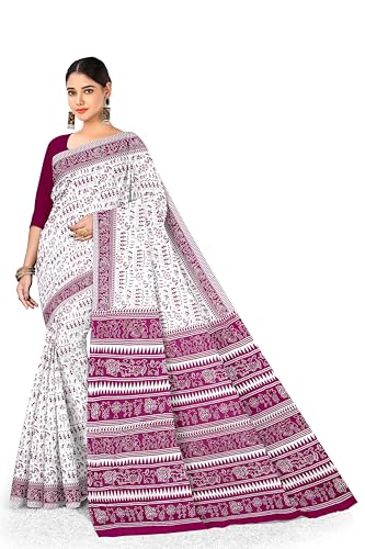 Image of TAMAIRA FASHION Mulmul Pure Cotton Saree For Woman Warli Printed|Office Wear Daily Wear Sarees For Women Without Blouse Piece(Available in 19 Colours)