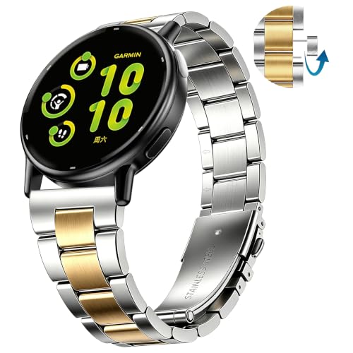 Farluya �H��s�v 20mm �X�������^���o���h Garmin Vivoactive 6 �E�H�b�`�o���h/5/3/3 Music/Venu/Venu Sq 2/Forerunner 55/165/245/645/570 42mm�ɑΉ� �X�e�����X�X�`