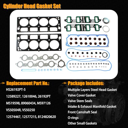 Image of AUCERAMIC HS26192PT-5 Cylinder Head Gasket Set Compatible with 2008-2020 GMC Savana 2500 3500 4500 Chevy Express 2500 3500 4500 Suburban 2500 3500 HD 6.0L 12589227