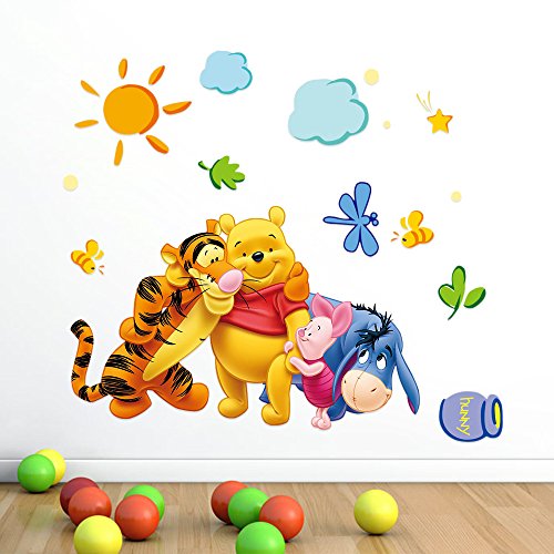 ZuoLan 1pcs Winnie l'ourson sticker mural amovible réutilisable pour Enfants/Garçons/Filles/Décoration Maison Chambre (# G)