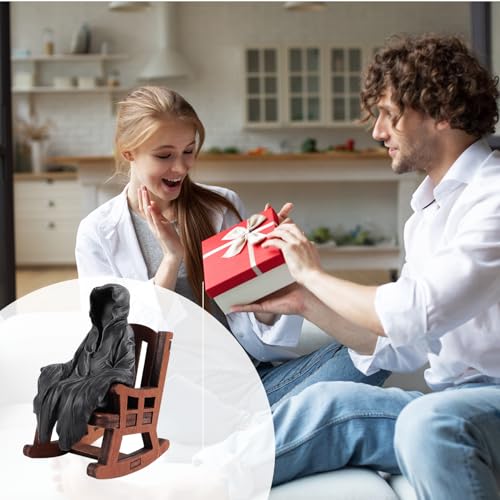 Estatua miniatura de la Parca en mecedora, decoración gótica miniatura 7
