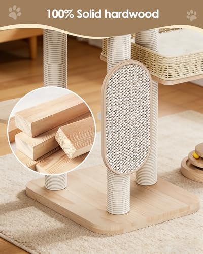 Árbol para gatos moderno de madera con rasguñador miniatura 6
