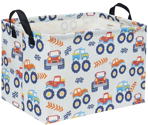 Image of Rectangular Monster Truck Basket for Kids Baby Storage Basket Cute Toy Storage Bin Organizer Shelf Book Truck Room Decor(Monster Truck)