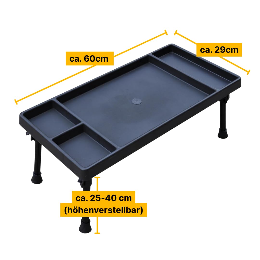 Tavolo Da Campeggio Pieghevole MK-Angelsport Bivvy Table Vario | Alluminio E Plastica | Altezza Regolabile 25-40 Cm | 60x29 Cm - 5