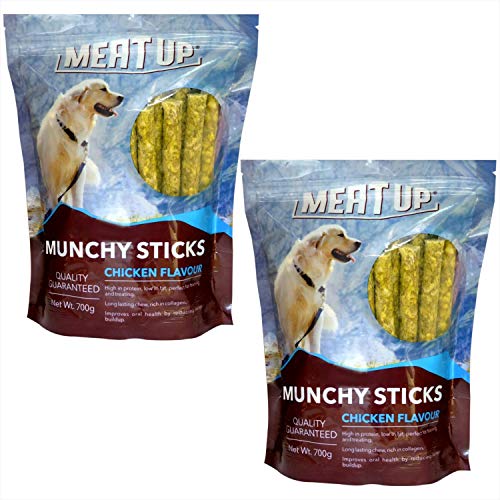 Image of Meat Up 100% Veg Adult Dry Dog Food, 3kg (Buy 1 Get 1 Free) & Munchy Sticks, Mutton Flavour, Dog Treats, 400g (Buy 1 Get 1 Free) & Munchy Sticks, Chicken Flavour, Dog Treats, 700 g (Buy 1 Get 1 Free)