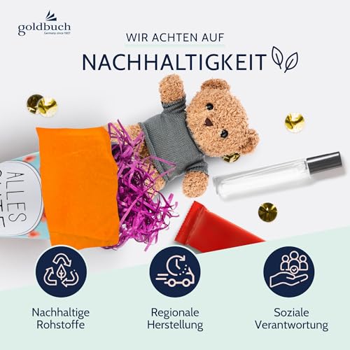 goldbuch 93 211 Geschwistertüte Alles Gute, Schultüte mit Mohnblumenmuster, Lackkarton, Geschenkverpackung, orangener Filzverschluss (ohne Verschlussband), Zuckertüte rund, Länge 35 cm, Ø 11,5 cm