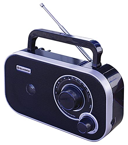 Roadstar TRA-2235BK Radio Portátil FM Analógica, Funciona a Red/Pilas, Toma de Auriculares, Transistor Pequeño y Ligero para Casa, Cocina, Altavoz 6.4W, Excelente Recepción, Negro