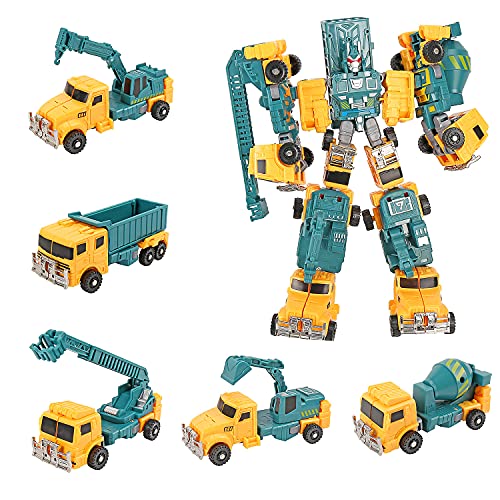 Jellydog Toy 5 IN 1 Construction Vehicles Toy,Construction Transform Robots for Kids,Toys for 4 5 6 7 Year Old Boys, Take Apart Construction Vehicles Set, Educational STEM Learning Toys for Boys Girls