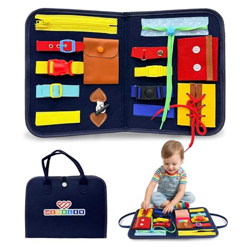 Image of Wembley Busy Binder Book for Toddlers 1-3 Years | Montessori Sensory Activity Toy & Educational Baby Book | Fine Motor Skills & Hand-Eye Coordination | Birthday Gift for Baby Boys & Girls Age 1 2 3