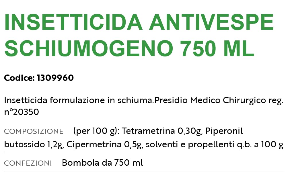 Flortis Set 2 unità di antivespe schiumogeno. Schiuma calabroni e vespa. Insetticida per vespe e calabroni. Ideale per nidi. Erogazione lunga gittata oltre 4m. Anti vespe da esterno e interno 750ml.