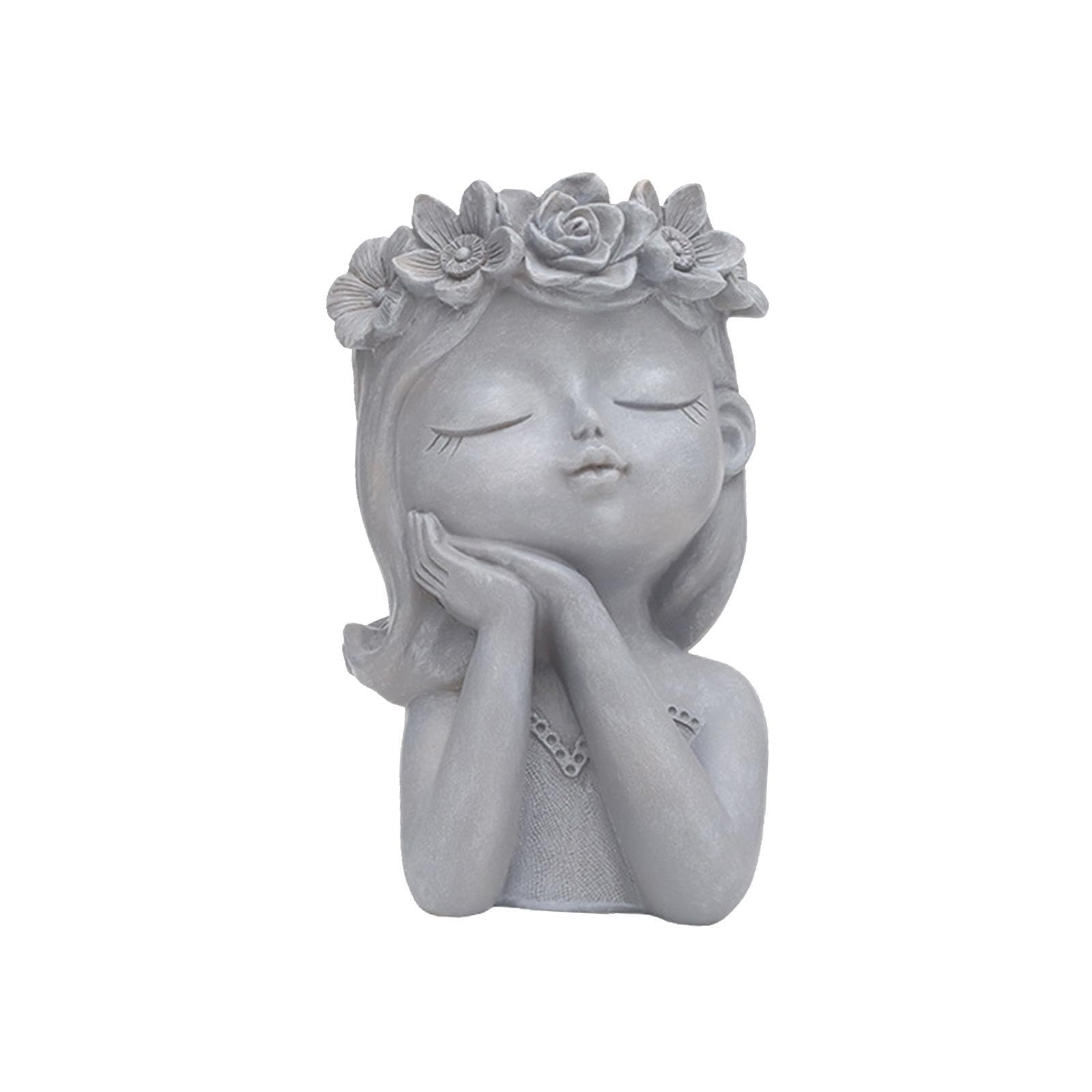 mophrati Resin Female Head Planter Flowerpot for Creative Girl Face
