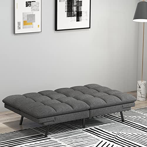 Fontoi Futon Sofa Bed Memory Foam Couch Sleeper Daybed Foldable Convertible Loveseat, Dark Gray #TOP6