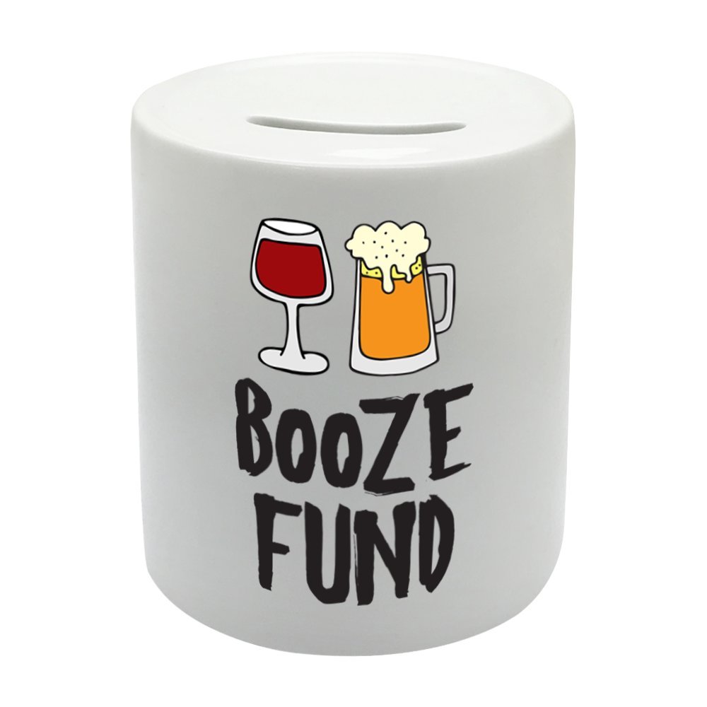 Coralgraph Inc White Bs008 Booze Fund Novelty Gift Printed Ceramic Piggy Bank Money Saving Box