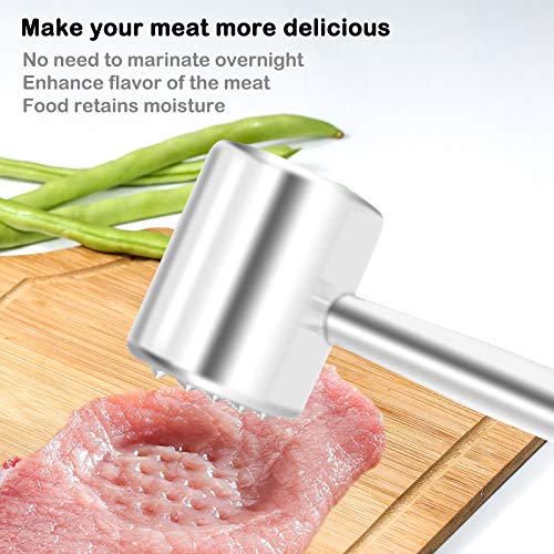 Nonley Meat Tenderizer, Stainless Steel Mallet/Hammer/Pounder Heavy Duty Meat Hammer Softener for Tenderizing Steak, Beef, Chicken, Lamb, Flattening & Pounding