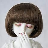JD256 7-8nch 18-20CM Short BOBO Cut 1/4 Synthetic Mohair BJD Wigs MSD Minifee Tiny Fairy Doll Accessories (Medium Brown sm4)