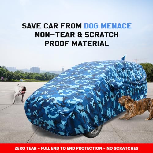 Image of Autofact 100% Waterproof Car Body Cover Compatible with Skoda Fabia (2022 to 2023), with Mirror and Antenna Pockets,4 x 4 American Matty, Long Lasting Durable Material, Camouflage Airforce Look