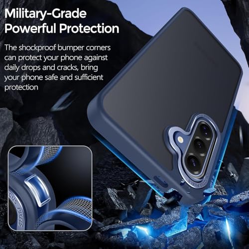 Image of DIZORO Matte Case for Samsung A26 5G Translucent Frosted Hard Back Phone Case Anti-Fingerprint Anti-Slip Shockproof Protective Case Cover for Samsung A26 5G Navy Blue