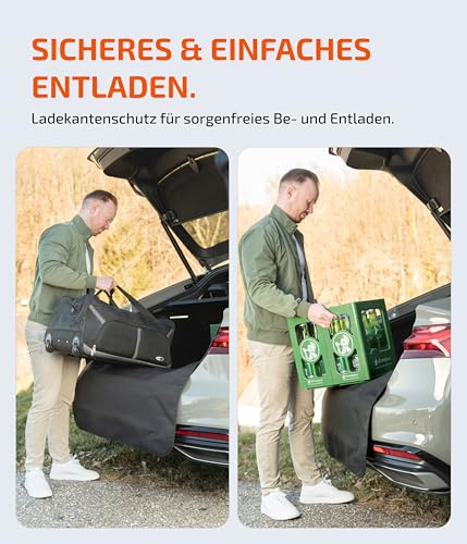 LIONSTRONG® Ladekantenschutz Kofferraum [GEPOLSTERT & WASSERDICHT] – Universelle Schutzmatte geeignet vom Kleinwagen bis zum SUV – Kofferraumschutz Auto Hund – Kratzfest und rutschfest