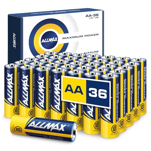Allmax AA Mignon (LR6) Maximum Power Alkaline Doppel-A-Batterien (36 Stück) – Ultra-Langlebigkeit, auslaufsicheres Design, 10 Jahre Haltbarkeit, maximale Leistung (1,5 V)