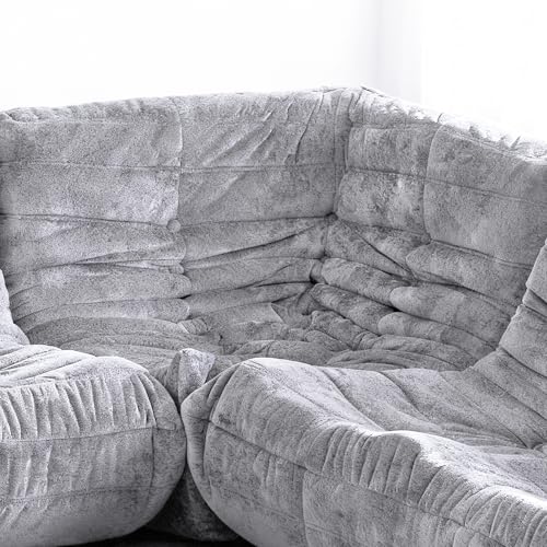 Image of Bean Bag Chair, Memory Foam Bean Bag Chairs for Adults, Fireside Corner Chair Lazy Floor Corner Sofa for Living Room, Bedroom, Dorm, Office(Light Grey)