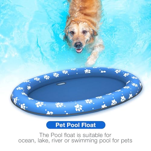 Hunde-Pool-Schwimmer, umweltfreundlich, PVC, für 3 Hunde, 139,7 x 96 cm, großes Pool-Floß, faltbar und tragbar, für Poolspaß