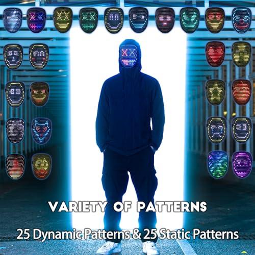 led mask with gesture sensinglight up mask for kidsmenwomen led halloween mask for costume cosplay party