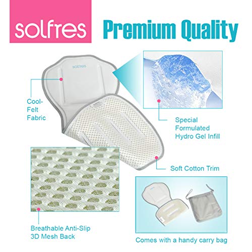 Solfres Hydro Gel Car Seat Cooler Mat For Baby. No Refrigeration Needed. Carseat And Stroller Cooling Pad Cushion Liner With Breathable 3D Mesh Anti-Slip Back. For Kids Toddlers 0-1 Yr 12-48 Months #TOP1