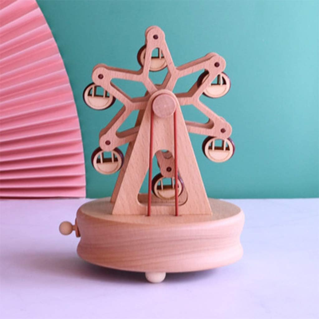 Rotating Wooden Music Box Handcraft Collection Home Decorations Christmas Valentine's Day Birthday Gifts Musical Movement Desktop Ornaments