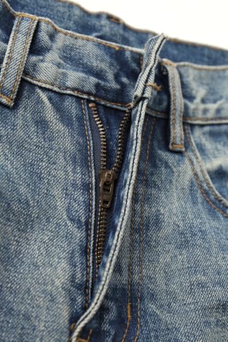 Men's Casual Washed Ripped Straight Leg Jeans for Distressed Stretchy Commuting Versatile Jeans Blue4