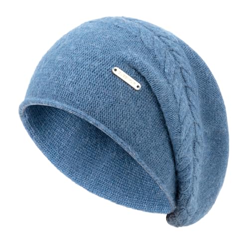 QUEENFUR Knit Slouchy Beanie Hats for Women Cashmere Ski Cap Knitted Wool Soft Warm Winter Hat
