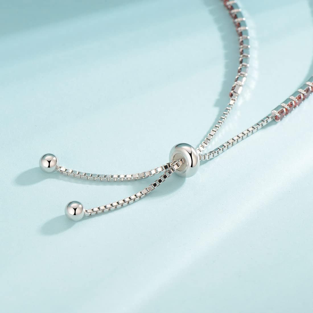 Valentines Day Gifts Sterling Silver Birthstone Tennis Bracelets for Women 2.5mm Tennis Bolo Bracelet Fashion Jewelry Birthday Gifts for Women Mom Wife | Adjustable Size 9" - Image 3