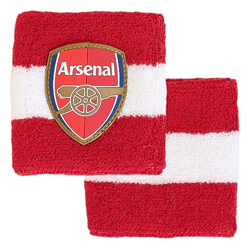 Hy-Pro Officially Licensed Arsenal F.C. Cotton Wristband| Gunners 2 Pack, Sweatband, Kids, Adult, Unisex, Moisture Wicking Sweat Bands, Football, Running, Sports, Gym, Tennis, Exercise