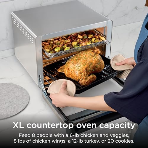 Image of Ninja Air Fryer & Toaster Oven Combo | 10-in-1 Prestige Smart XL Countertop Oven | Bake up to 20 Cookies, Fit up to a 12lb Turkey | Pizza, Toast, Bake, Dehydrate | 1800 Watt | Stainless Steel | DT501​