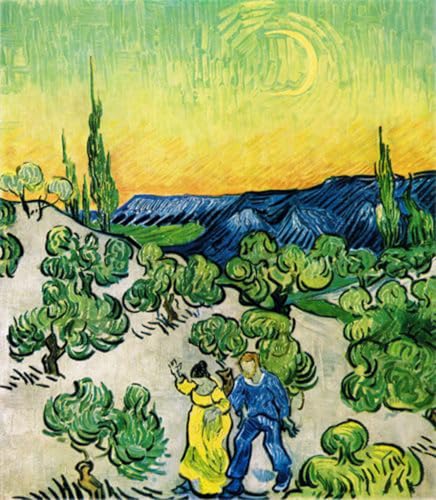 Reproduction d'art Van Gogh Marcher au clair de lune sur toile de haute qualité 60x90cm