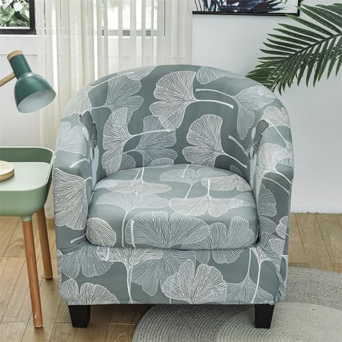 2 Piece Tub Chair Set - High Stretch Printed Soft Club Slipcovers for Dining Living Room Cafe Bar Office Reception (Print 27) - Image 2