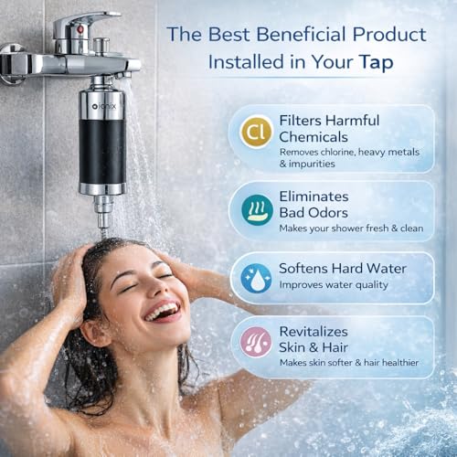 Image of IONIX Tap Filter For Hard Water | Bathroom Hard Water Softener Filter with Universal Faucet Fit & Metal Adaptors, Reduces Chlorine, Sediment & Hard Impurities for Daily Water Use