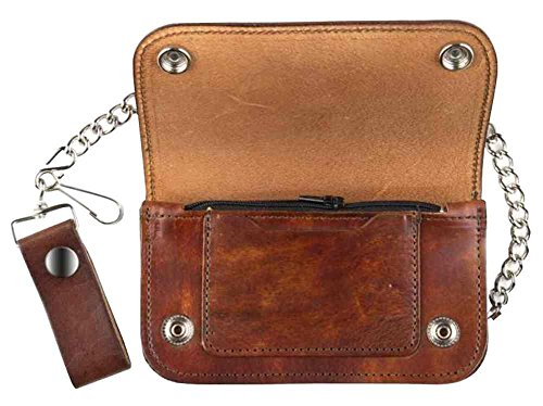 Mascorro Genuine Leather Men's 8 in Trucker Biker Chain Wallet, Brown AT401-46 - Image 3