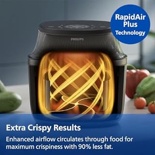 Philips Airfryer 3000 Series - Premium 6.5qt Airfryer with Window, RapidAir Plus Technology, 16 Ways to Cook, 90% Less Fat, Easy to Clean, Touchscreen, Energy Saving (NA330/00)
