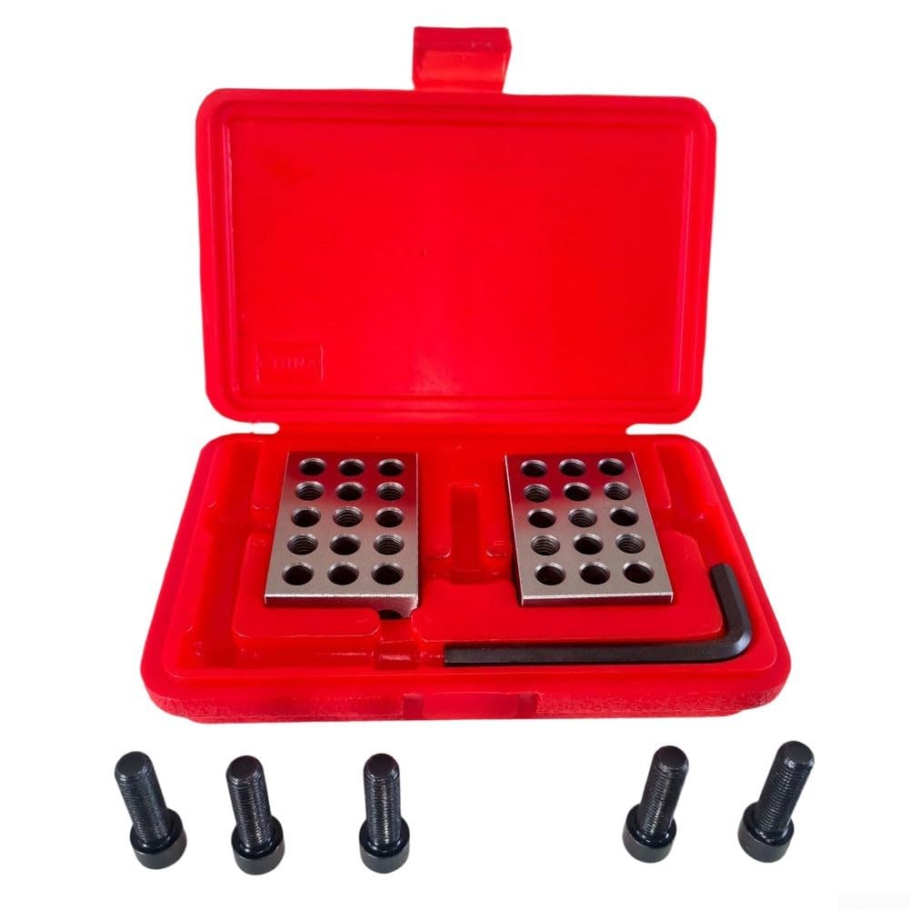 Stahl 1-2-3 Block Set 23 Bohrungen für m10 Gewinde Stahl 1-2-3