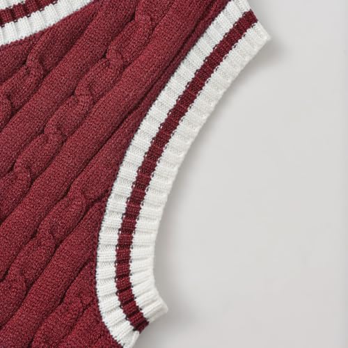 Image of Women's Sweater Vest,Y2K Sleeveless Pattern Preppy Style Knitted Crop Tank Top for Girl