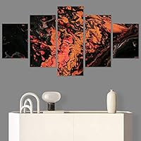 SIGNWIN 5 Panel Canvas Wall Art Modern Art Abstract Brushstroke Contemporary Edgy Mixed Media Multicolor for Home Decorations Ready to Hang - 60